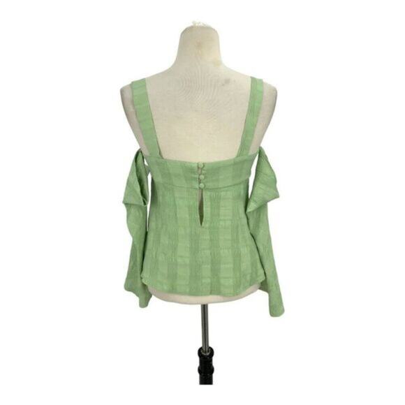 TopShop Textured Cold Shoulder Top Sage Green Size 12 NWOT $48 MSRP - Picture 4 of 4